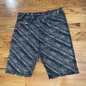NEW frayed hem Mens Ecko Untld Unlimited logo Rhino Jeans Denim shorts 34